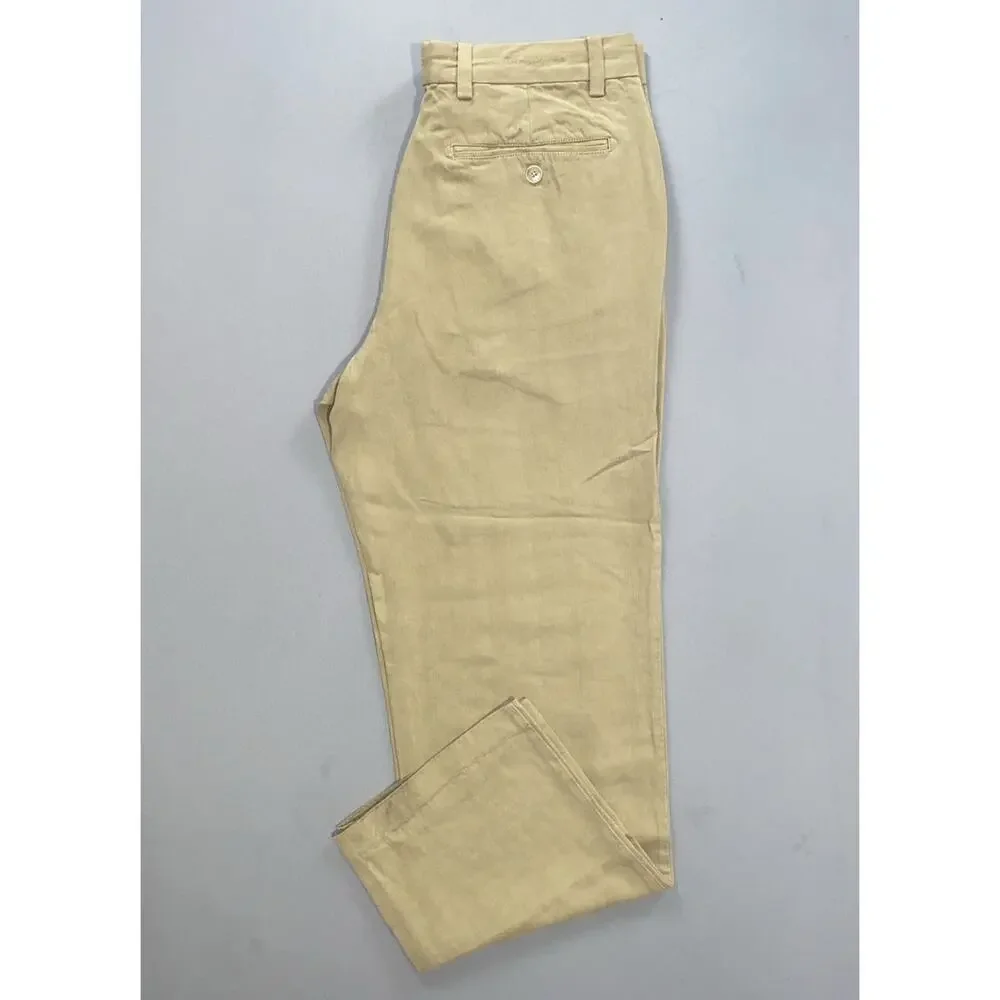 Tommy Bahama Silk/Bamboo Rayon Pleated Chino Pants. Beige Herringbone, 32X29 GUC